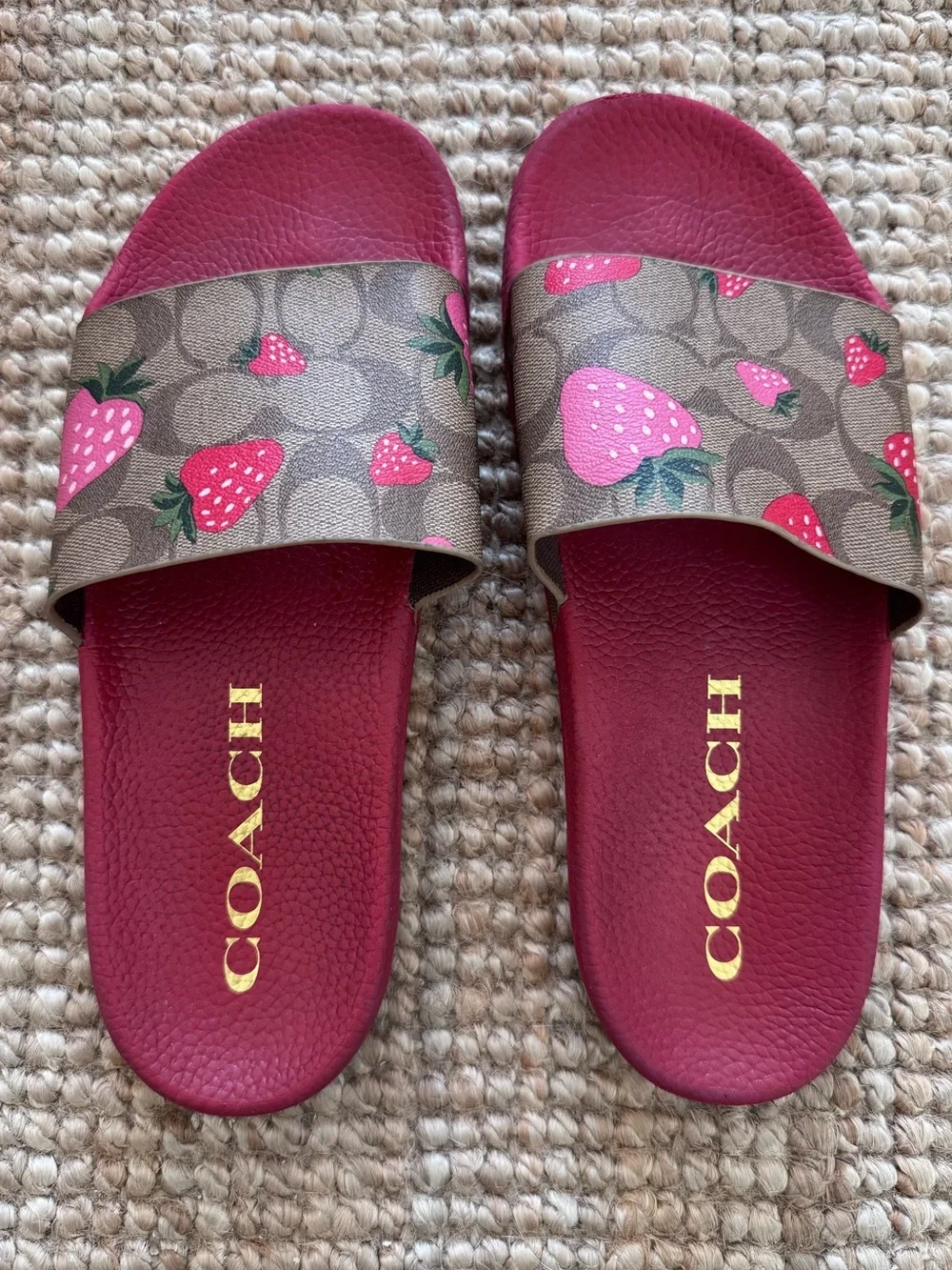 Coach Uli Sport Slide with Wild Strawberry Print